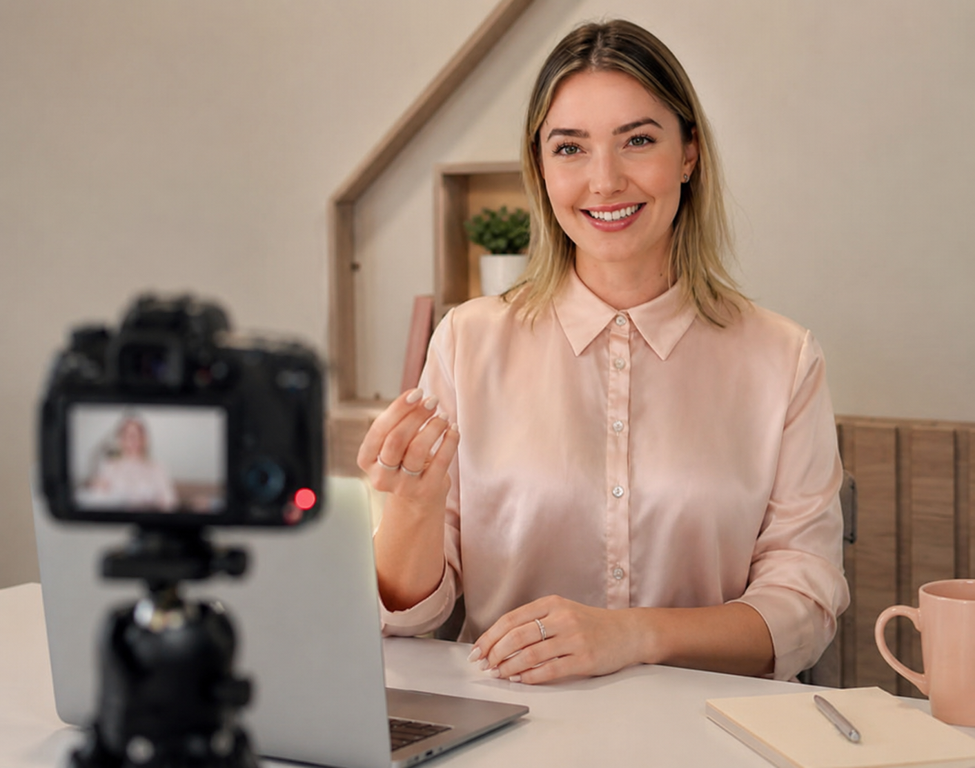 Liésnen fonoaudióloga gravando conteúdo para a plataforma Viver em Voz